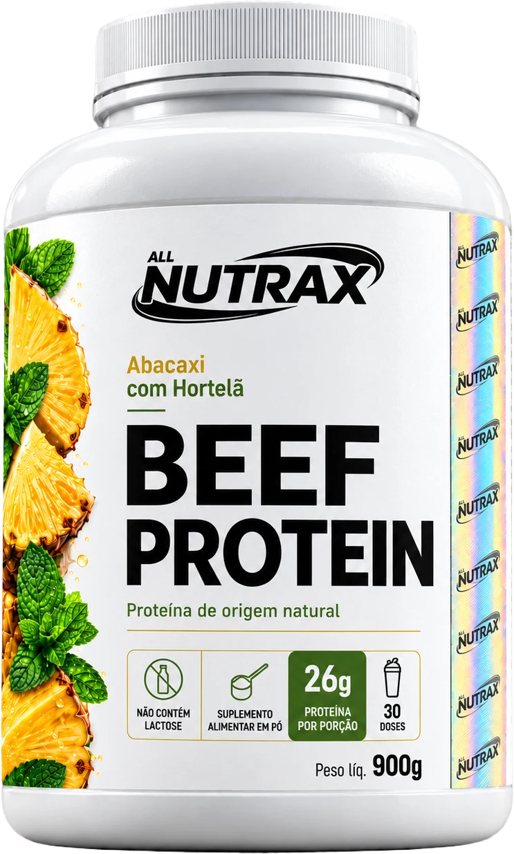 Beef Protein All Nutrax sabor Abacaxi com Hortelã, pote de 900 g