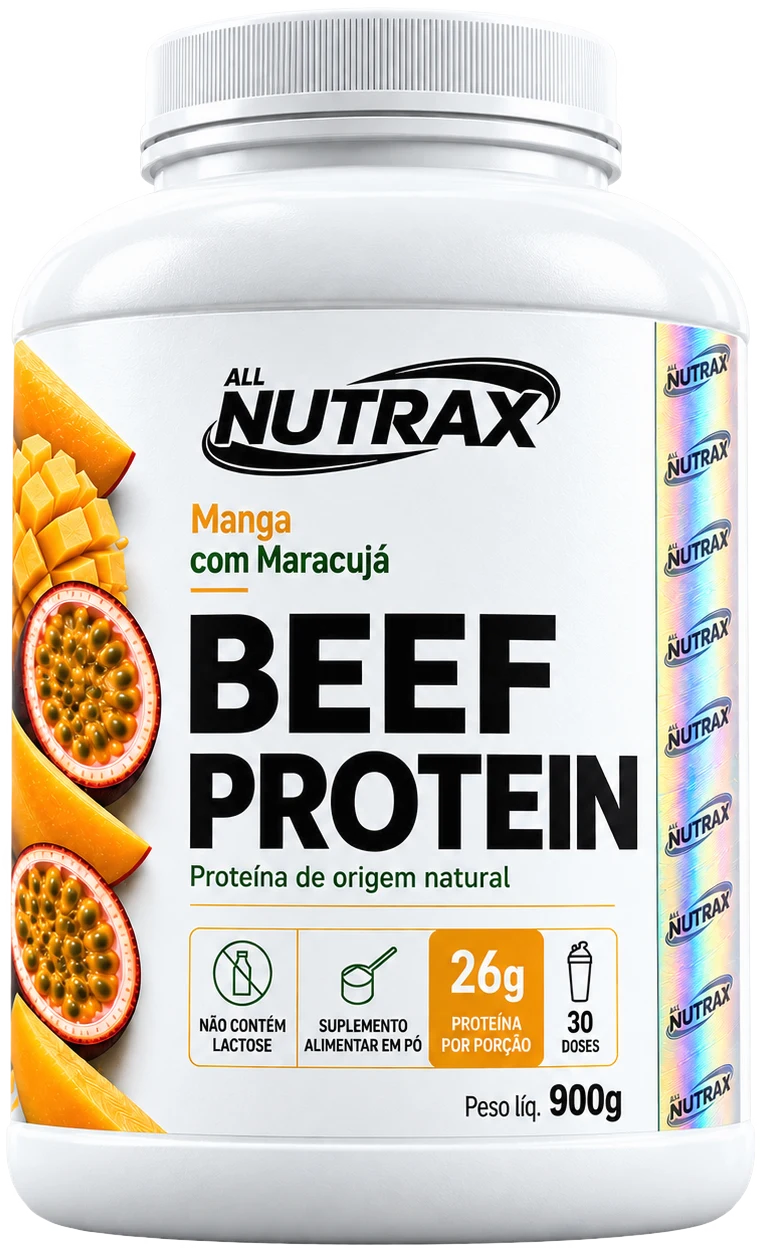 Beef Protein All Nutrax sabor Manga com Maracujá, pote de 900 g